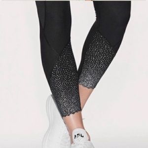 Lululemon Black Scalloped Hem Reflective Dot Leggings